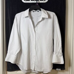 Zara White Relaxed-Fit Button Down Shirt
